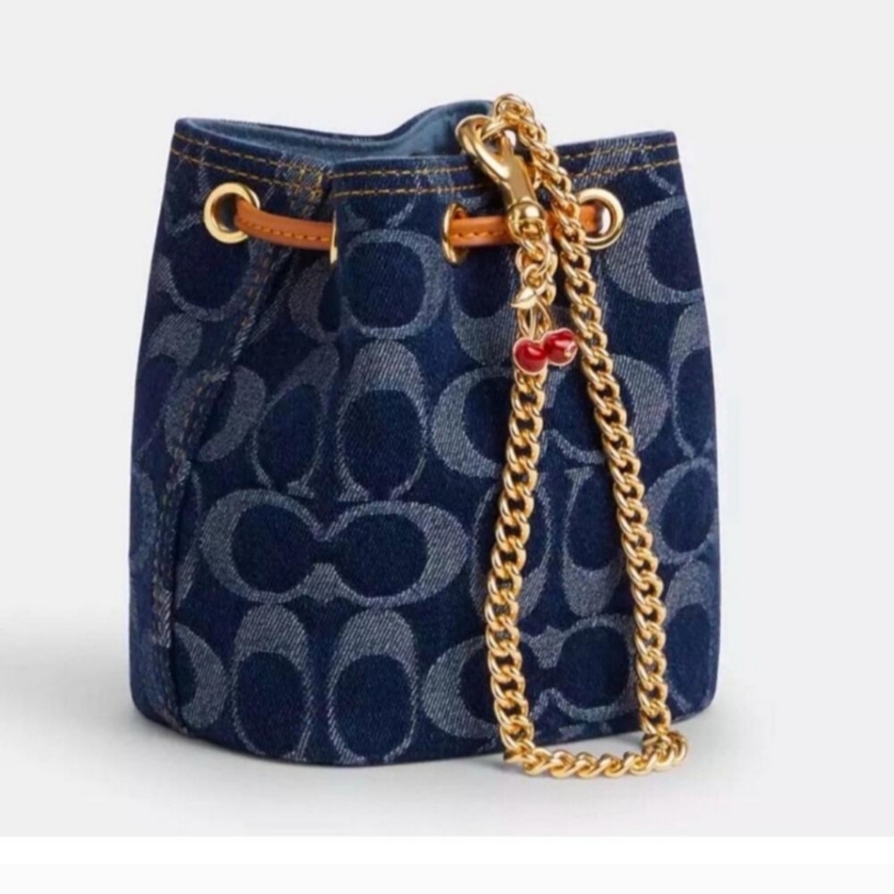 Coach Denim Drawstring Wristlet - Picture 3 of 7
